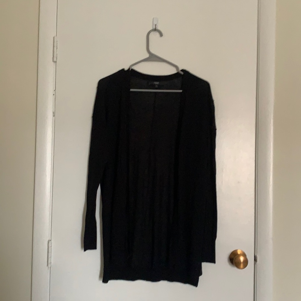Black Open-Front Cardigan